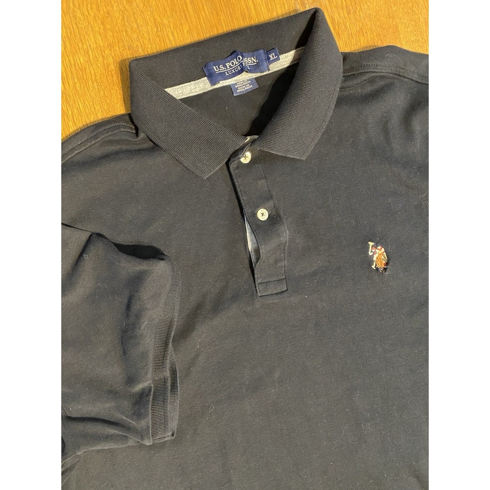 US Polo Assn Short Sleeve Shirt Mens XL Black Luxury Feel Flesh Pony & Rider EUC